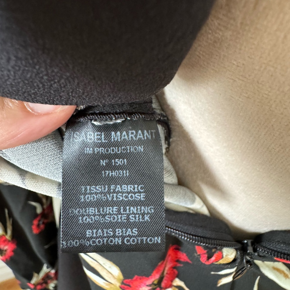 Isabel Marant Black Blouse with Red and Cream Floral Design - Picture 9 of 10